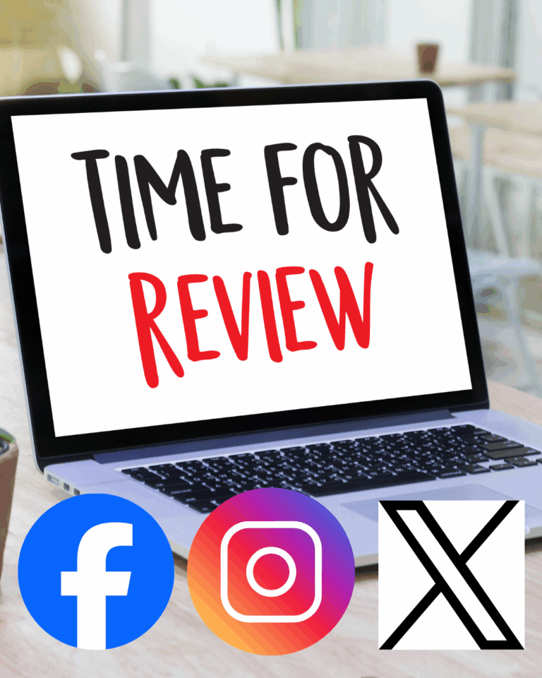 laptop with words time for review